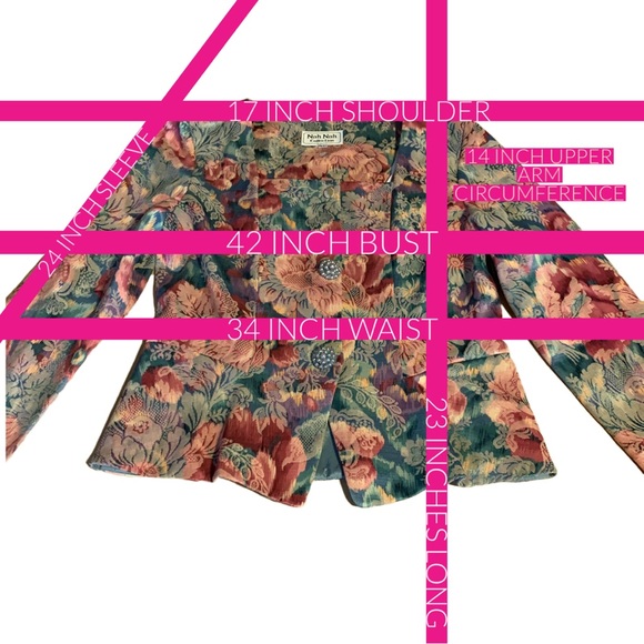 VINTAGE 1990'S NAH NAH COLLECTION FLORAL PRINT BROCADE BLAZER (14) - Picture 13 of 14